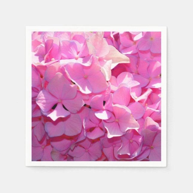 Guardanapo De Papel Hídrangas elegantes florais cor-de-rosa romântico (Frente)