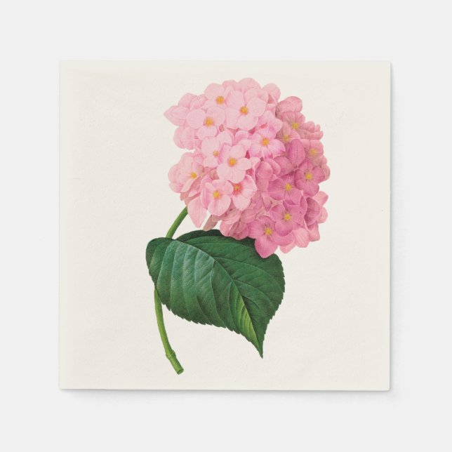 Guardanapo De Papel Hidrangea Pink Padrão Branco Personalizado Napkin (Frente)