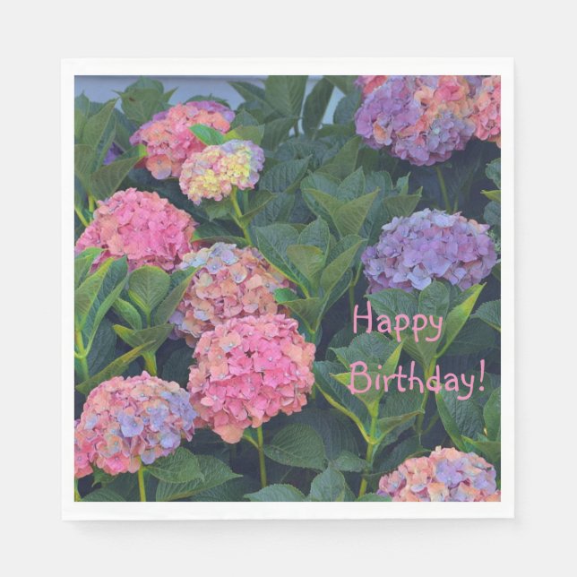 Guardanapo De Papel Hidrangeas Coloridas (Frente)