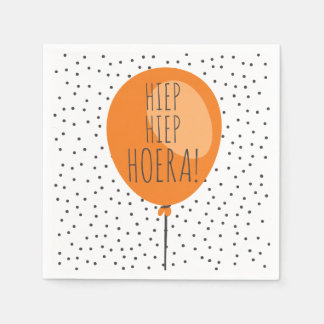 Guardanapo De Papel Hiep Hoera Orange Balloon Holandês Aniversário