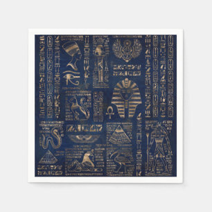 Guardanapo De Papel Hieroglyphs e deidade-ouro egípcios no mármore