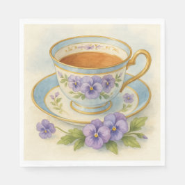 Guardanapo De Papel High Tea Napkins | Vintage China Teacup & Pansy Fl
