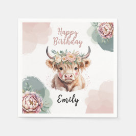 Guardanapo De Papel Highland Cow Birthday Napkins Girl Boho Farm Party