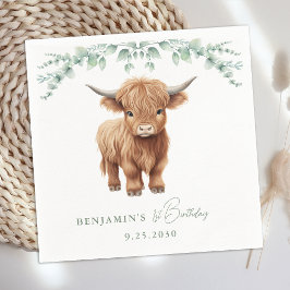 Guardanapo De Papel Highland Cow Boho Greenerence Fazenda Animal Anive