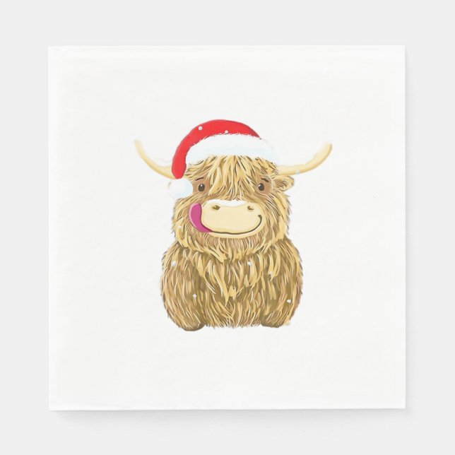 Guardanapo De Papel Highland Cow Merry Christmas Snow T-shirt Essentia (Frente)