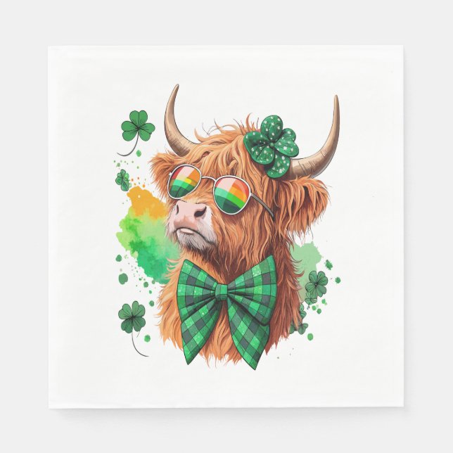 Guardanapo De Papel Highland Cow Rua Patrick's , Lucky Cow (Frente)