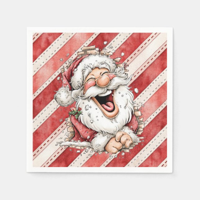 Guardanapo De Papel Hilarious Laughing Santa Claus (Frente)