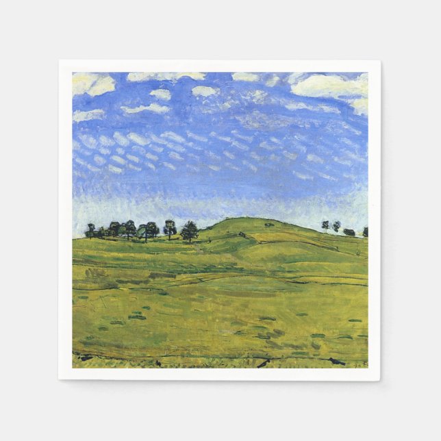 Guardanapo De Papel Hilly Landscape With Ravens (por Ferdinand Hodler) (Frente)
