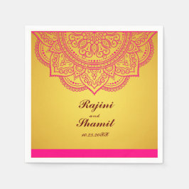Guardanapo De Papel Hindu indiano Elegante, Dourado e rosa,