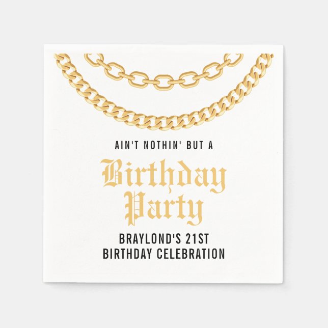 Guardanapo De Papel Hip Hop Cuban Link Birthday Paper Napkin (Frente)