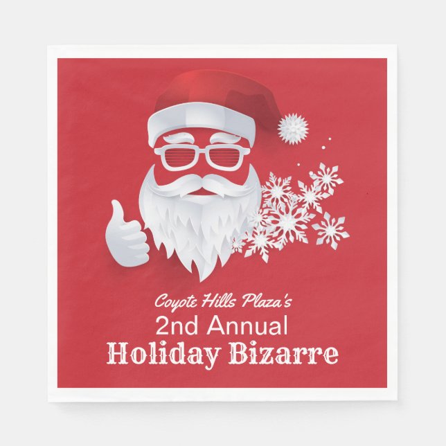 Guardanapo De Papel Hip Santa Claus Papercut on Red Christmas Event (Frente)