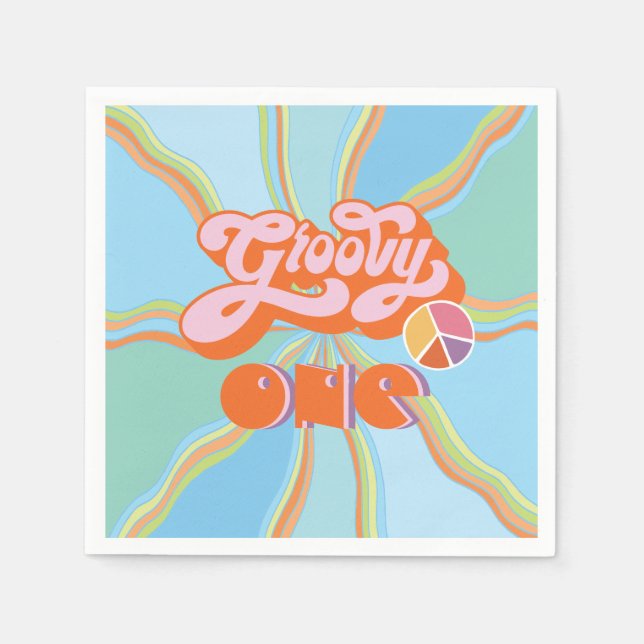 Guardanapo De Papel Hippie Groovy Uma Festa de aniversário (Frente)