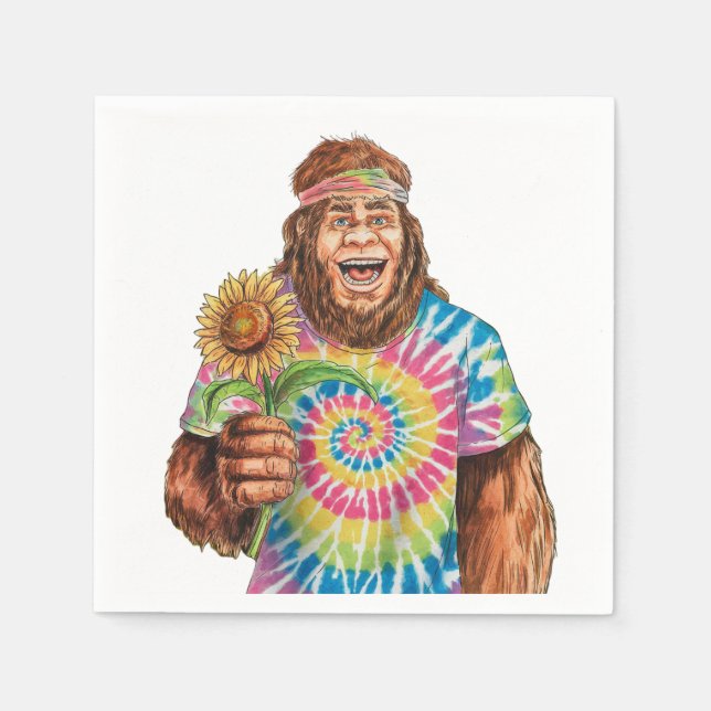 Guardanapo De Papel Hippie Sasquatch Com Girassol (Frente)