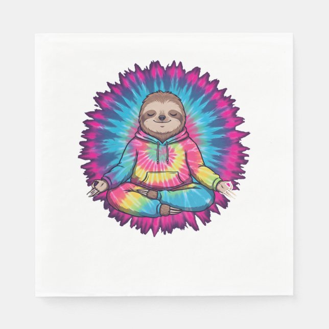 Guardanapo De Papel Hippie Sloth Peace Sign Tie-Dy (Frente)