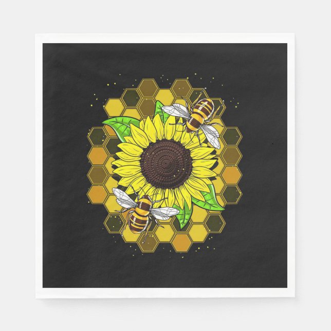 Guardanapo De Papel Hippie Sunflower Bees (Frente)