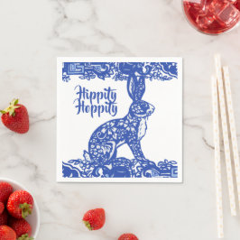 Guardanapo De Papel Hippity Hoppity Bunny Rabbit Blue Páscoa