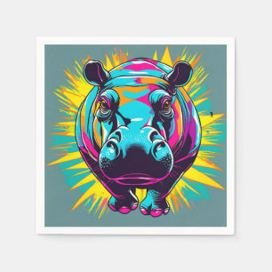 Guardanapo De Papel Hippo Animal Vibrante