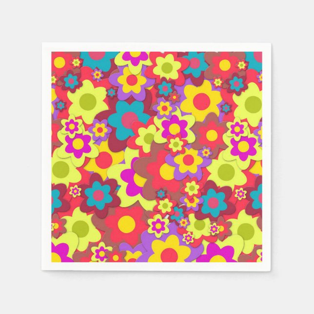 Guardanapo De Papel Hippy Peace flower child jantar party (Frente)