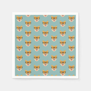 Guardanapo De Papel Hipster Engraçado - Padrão Corgi