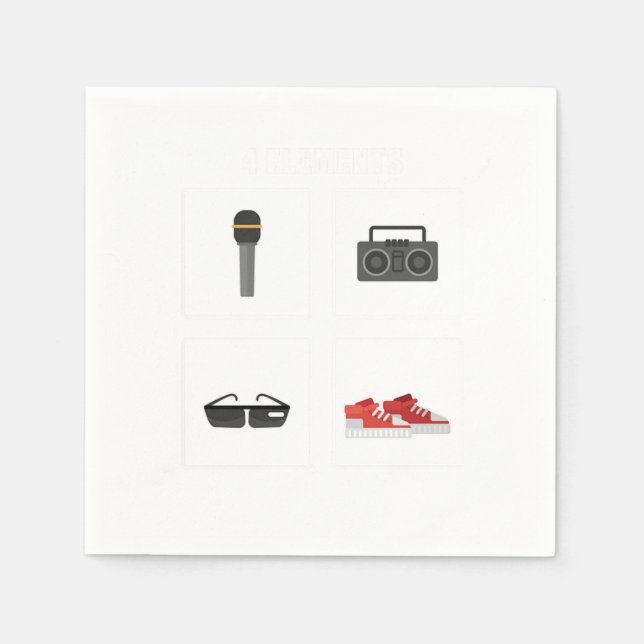 Guardanapo De Papel hipster Hip Hop de 4 Elementos (Frente)