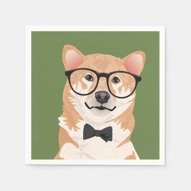 Guardanapo De Papel Hipster Shiba Inu Papel Napkin (Frente)