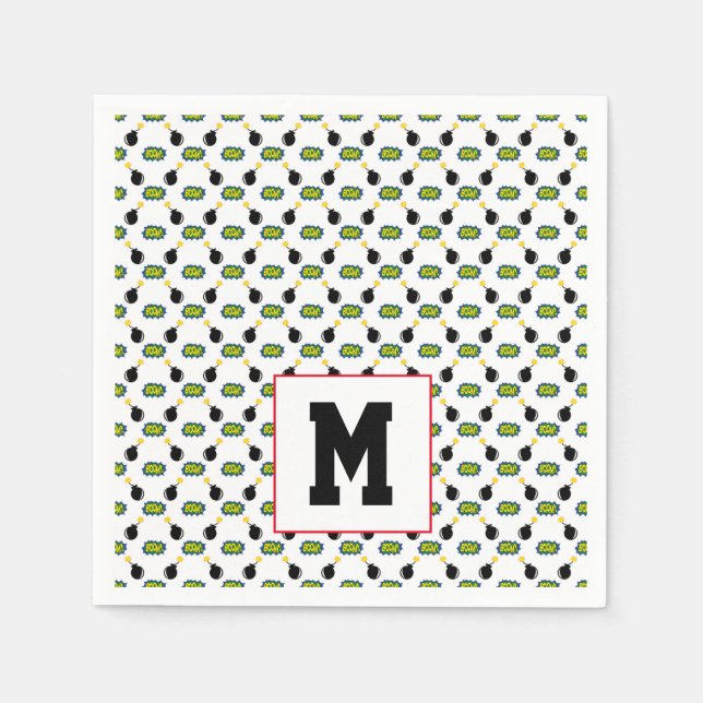 Guardanapo De Papel História em quadrinhos Funny Super Herói Boom Bomb (Frente)