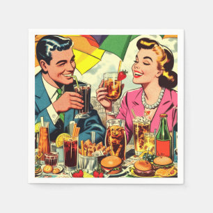 Guardanapo De Papel Histórias em quadrinhos de Bebidas do Casal Retroa