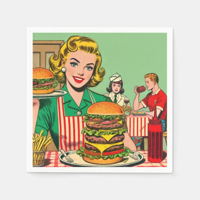 Guardanapo De Papel Histórias em quadrinhos do Burger Retro (Frente)