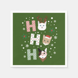 Guardanapo De Papel Ho Ho Cats Feliz Natal