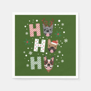 Guardanapo De Papel Ho Ho Ho Buldogue Francês Feliz Natal