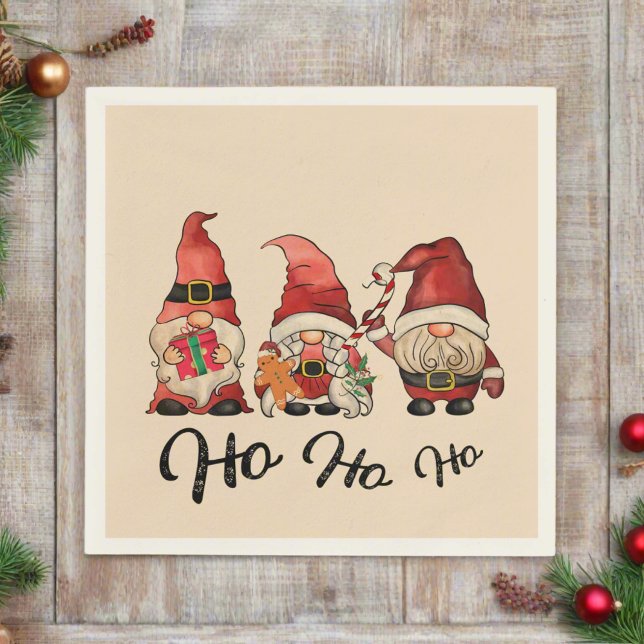 Guardanapo De Papel Ho Ho Ho! Feliz Natal dos Gnomos Nórdicos (Criador carregado)