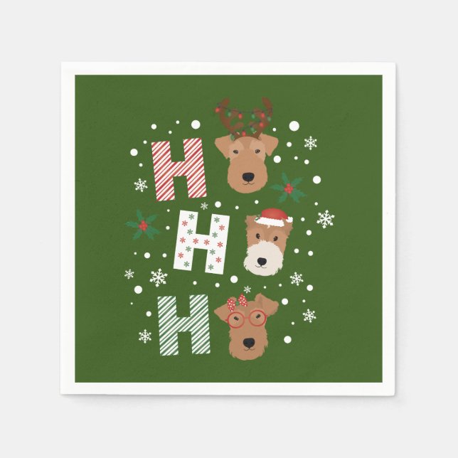Guardanapo De Papel Ho Ho Welsh Terrier Feliz Natal (Frente)