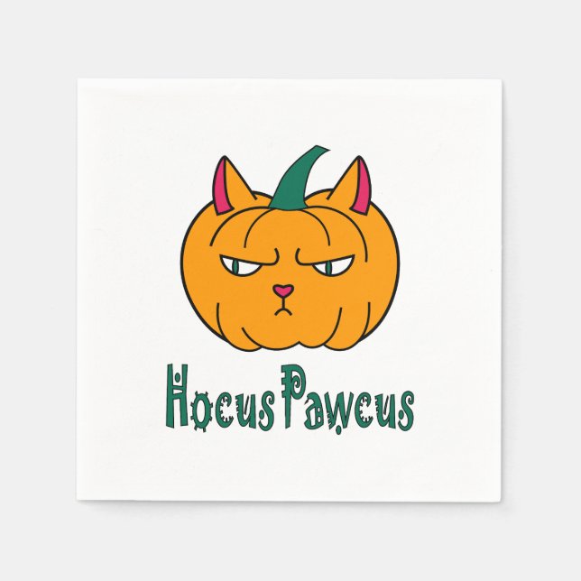 Guardanapo De Papel Hocus pawcus Halloween abóbora gengibre magia (Frente)