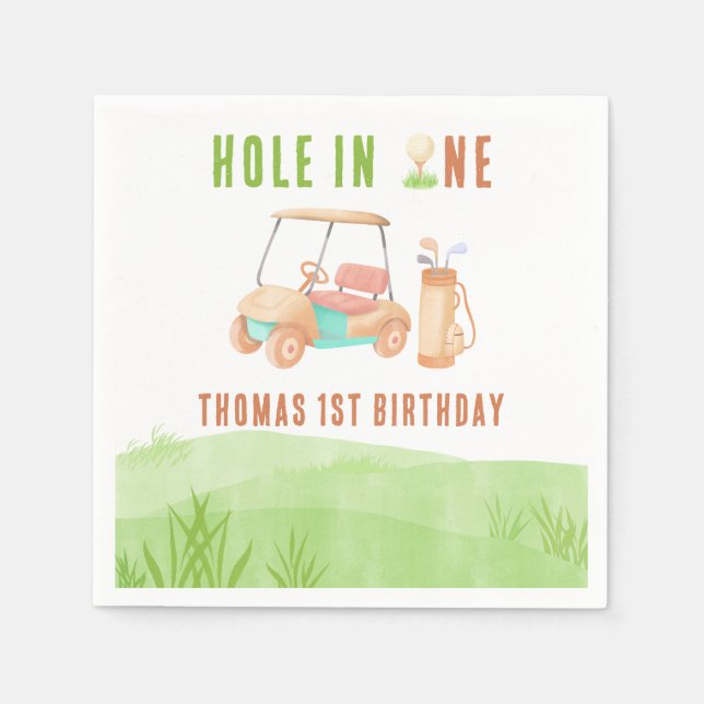 Guardanapo De Papel Hole In One First Birthday Party (Frente)