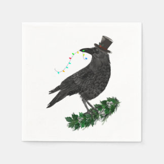 Guardanapo De Papel Holiday Crow with Top Hat
