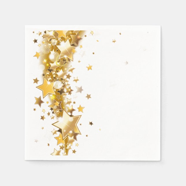 Guardanapo De Papel Holiday Napkin Cocktail Gold Stars (Frente)