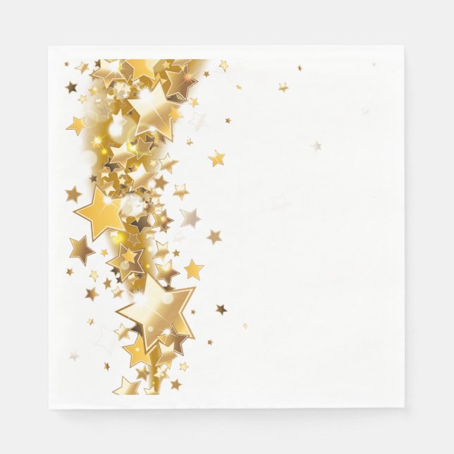 Guardanapo De Papel Holiday Napkin Gold Stars (Frente)