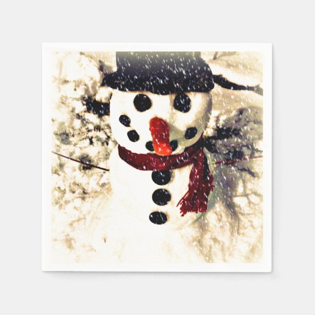 Guardanapo De Papel Holiday Snowman Deixe-o Neve Papel Napkins (Frente)
