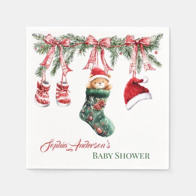 Guardanapo De Papel Holiday Teddy Bear Design (Frente)