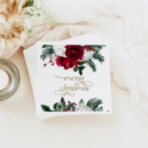 HOLLY Burgundy Dourado Floral Feliz Natal