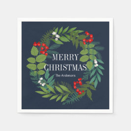 Guardanapo De Papel Holly E Greenery Feliz Feriado De Natal