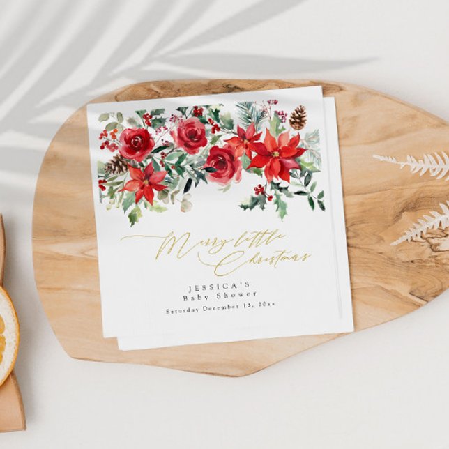 Guardanapo De Papel Holly Greenery Convite para Chá de fraldas de Nata (Criador carregado)