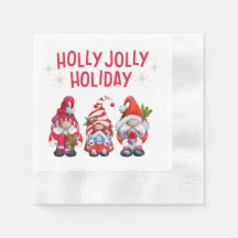 Holly Jolly Holiday Gnomos Whimsical Christmas