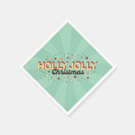 Guardanapo De Papel Holly Jolly texto retro design