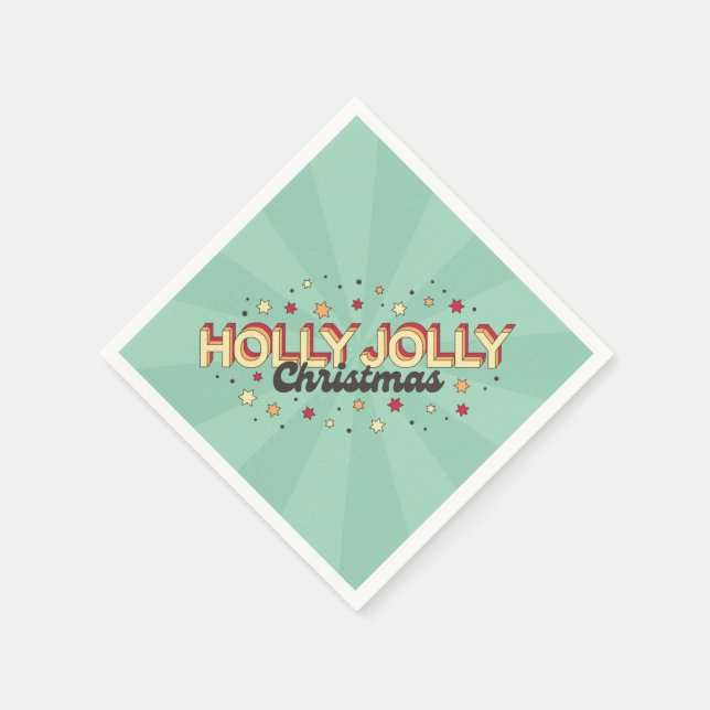 Guardanapo De Papel Holly Jolly texto retro design (Canto)