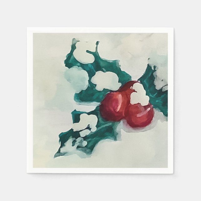 Guardanapo De Papel Holly na neve (Frente)