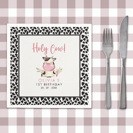 Guardanapo De Papel Holy Cow It's a Girl Cute Cow Birthday