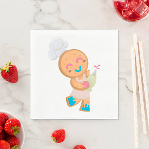 Guardanapo De Papel Homem de Pão de Mel Chef com Saco de Piping