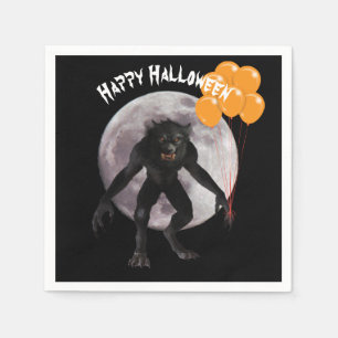 Guardanapo De Papel Homem-lobo do Dia das Bruxas com balões