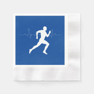 Guardanapo De Papel Homem Runners Silhouette em Fundo Azul